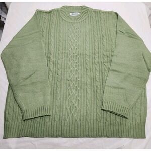 Haband Womens Vintage Cable Knit Pullover Long Sleeve‎ Sweater Size 3X Green